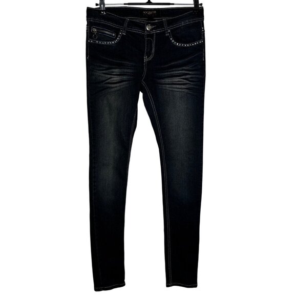 Rocawear‎ Womens Studded Letter R Dark Wash Denim Skinny Jeans Size 3 - Picture 3 of 10